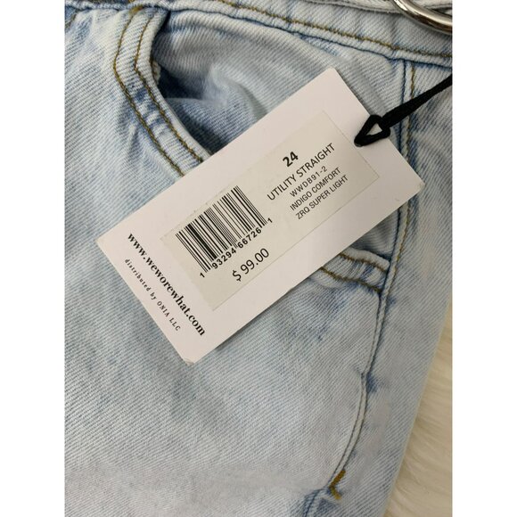 WeWoreWhat Light Wash Utility Straight Jeans NWT Sz 24 Denim Cargo Pants - Picture 5 of 10